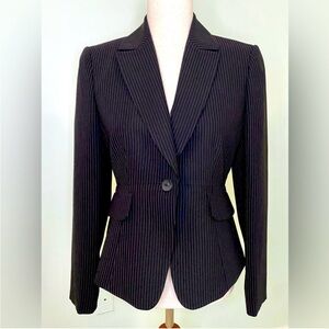 Tahari Arthur S. Levine Black and White Pinstripe Blazer Suit Jacket, 4 Petite